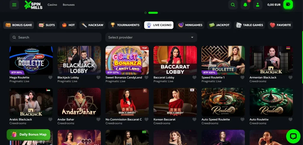 Spin Mills Live Casino